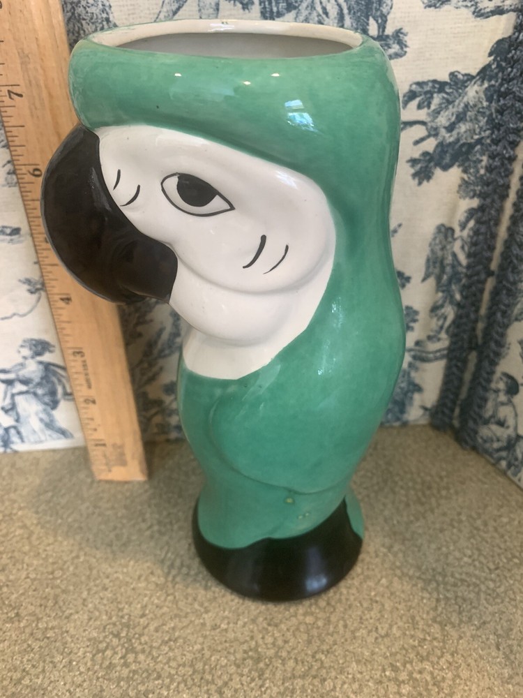 Ceramic Macaw Parrot 8” Vase light Green Great color