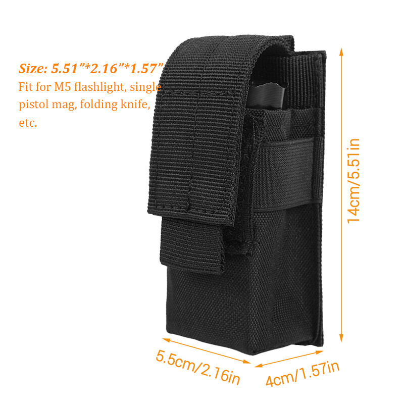 Tactical Flashlight Holster Molle Adjustable Pepper Spray Pouch Holder Tools Bag