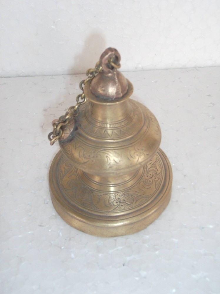 Vintage Unique Shape Engraved Solid Brass Handcrafted Inkpot/Well
