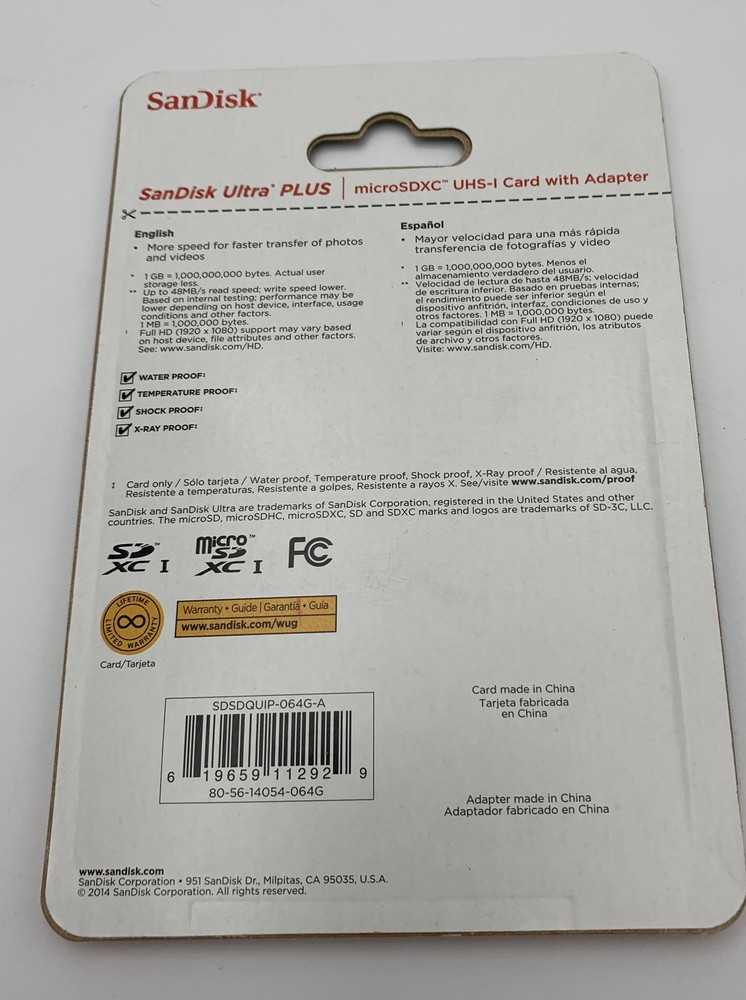 SanDisk Ultra Plus 64GB Class 10 MicroSDXMemory Card