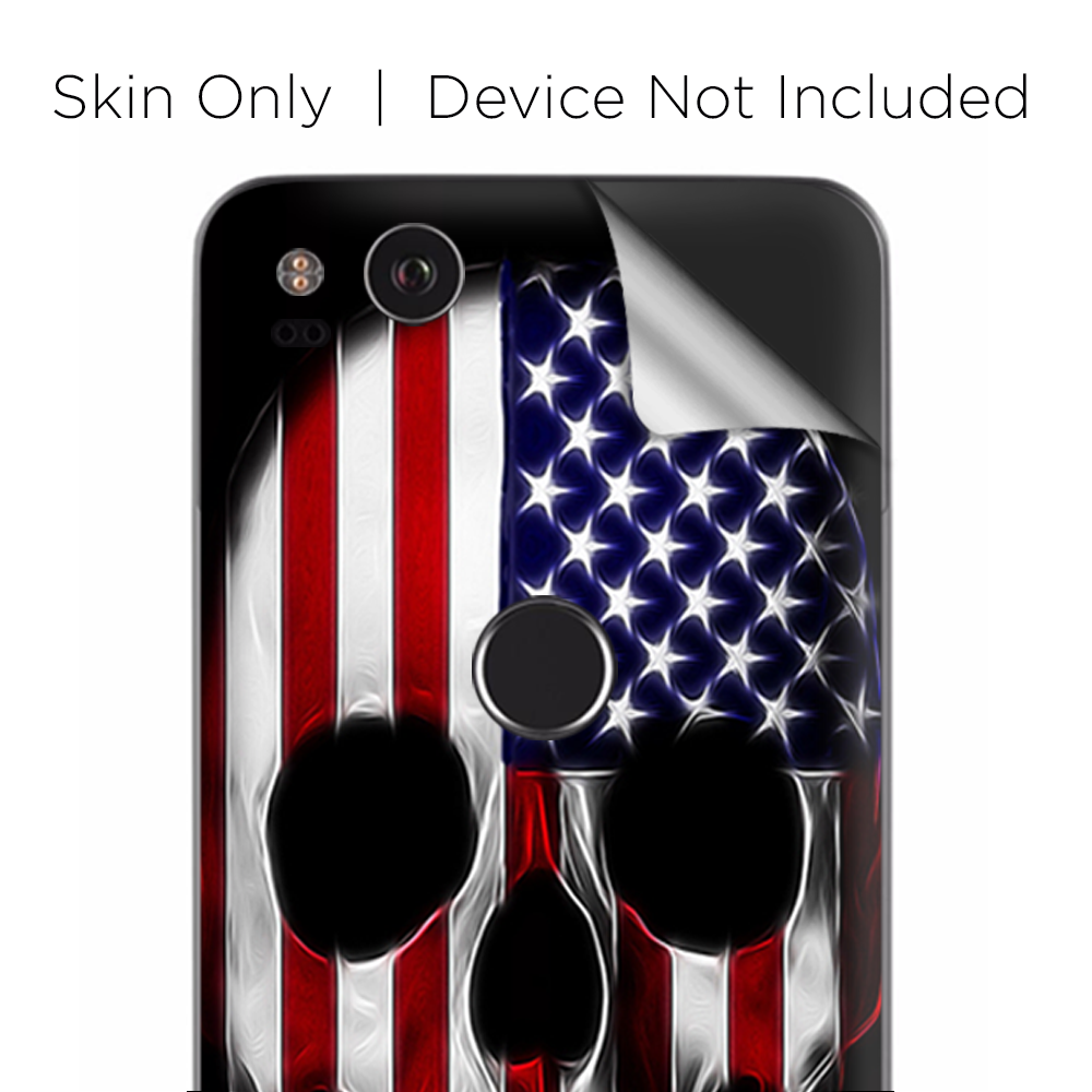 Google Pixel 2 Skins Decal Wrap American Skull Flag in Skull