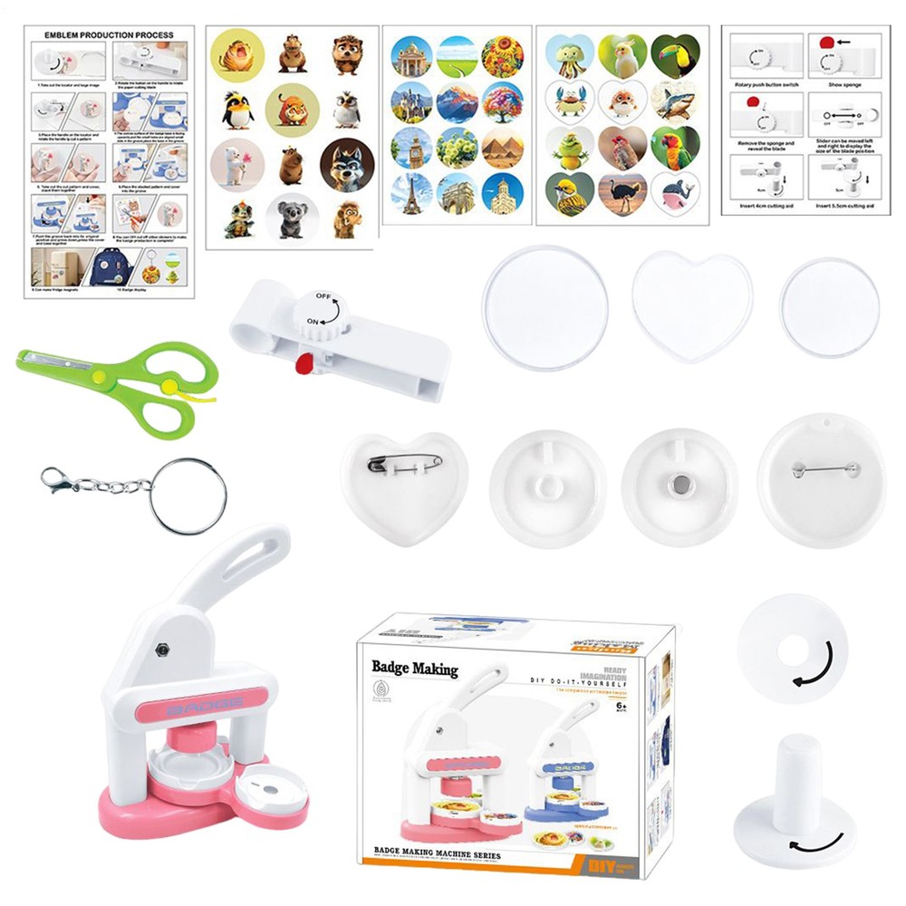 Pin Maker Manual Press Hands-On Stimulation Badge Making Accessories