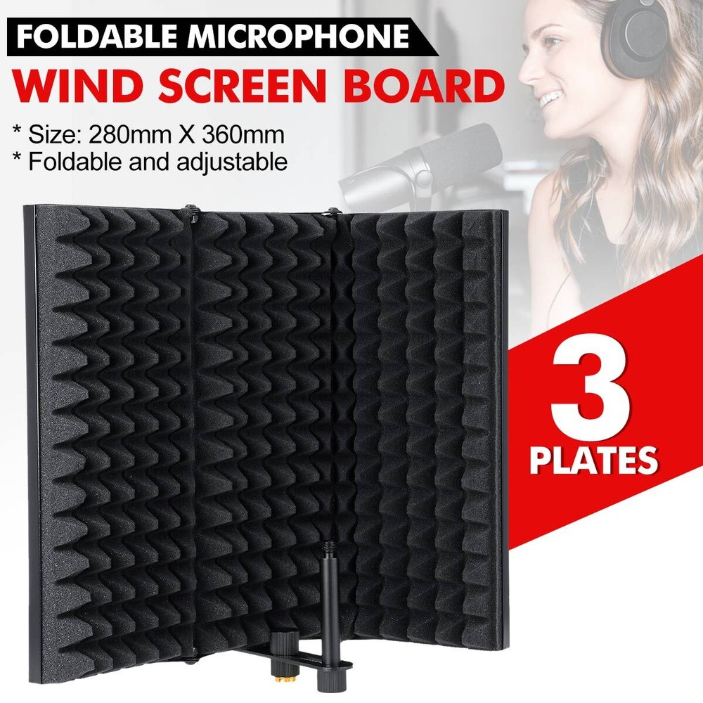 Microphone Isolation Shield Studio Mic Sound Absorbing Foam Reflection Filter