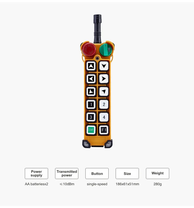 F24-12S 2 transmitters 12 Twelve Single Speed Button Remote Control for Crane