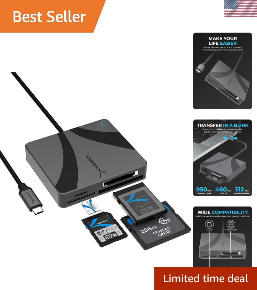 USB-C Multi-Card Reader for CFexpress Type B, CFast 2.0, and microSD/SD Cards