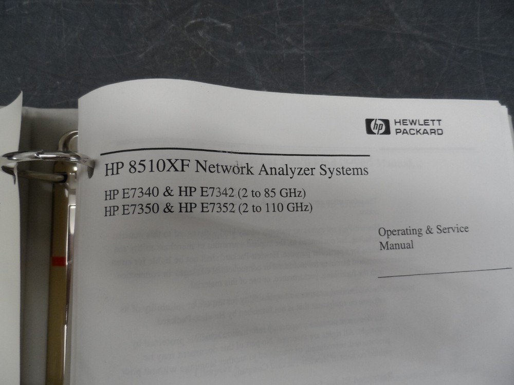HP 8510XF NETWORK ANALYZER SYSTEMS OPERATING & SERVICE MANUAL