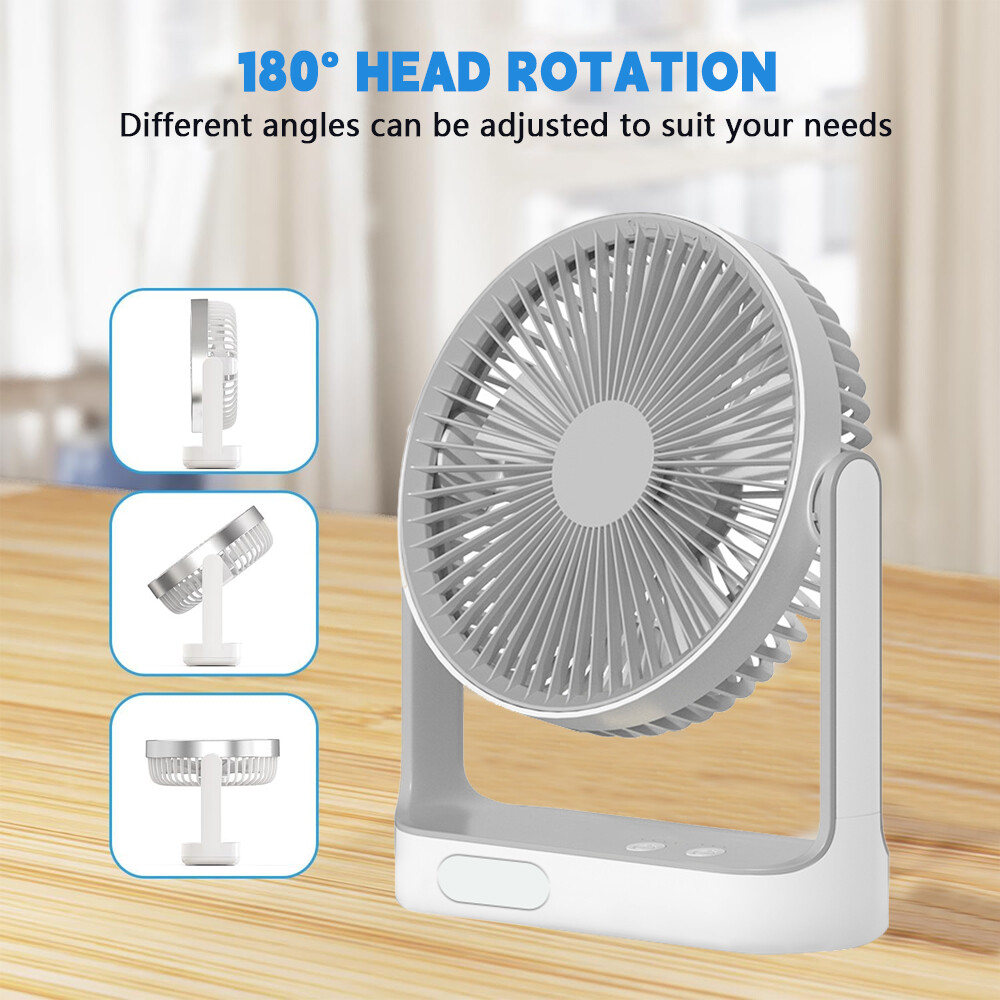 4in1 Solar Panel Powered Charging Table Fan with Light Rechargeable with 2 Bulbs