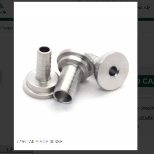 5/16 TAILPIECE 303SS # 3206