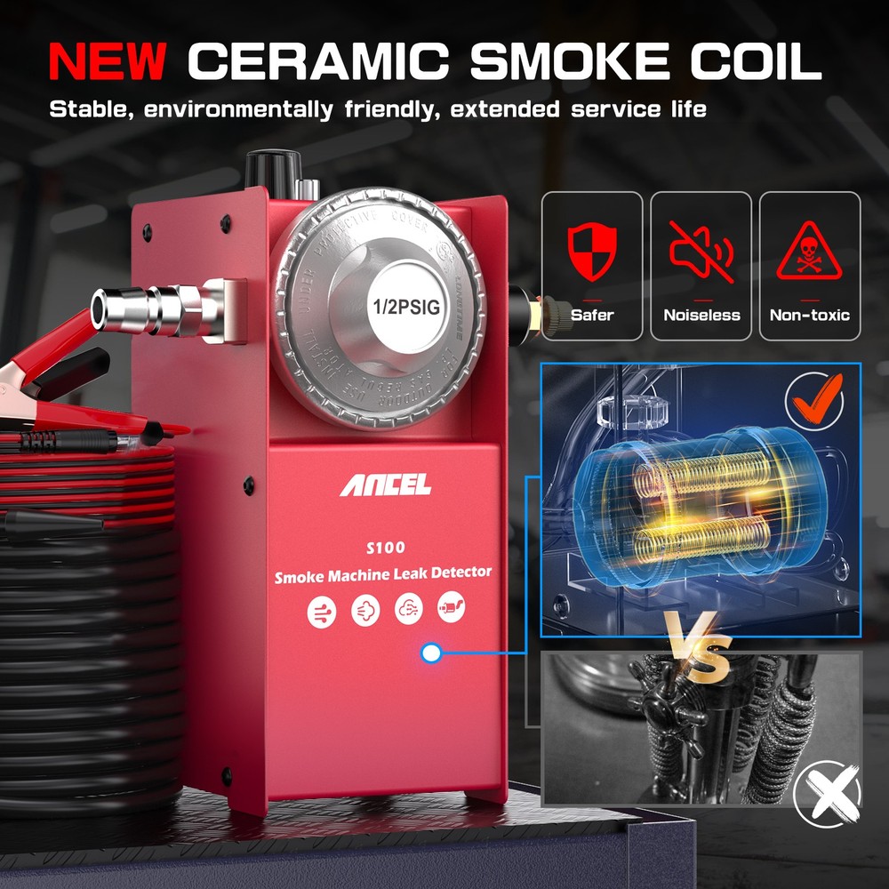 ANCEL S100 Auto EVAP Smoke Machine Tester Car Vacuum Pipe System Diagnostic Tool