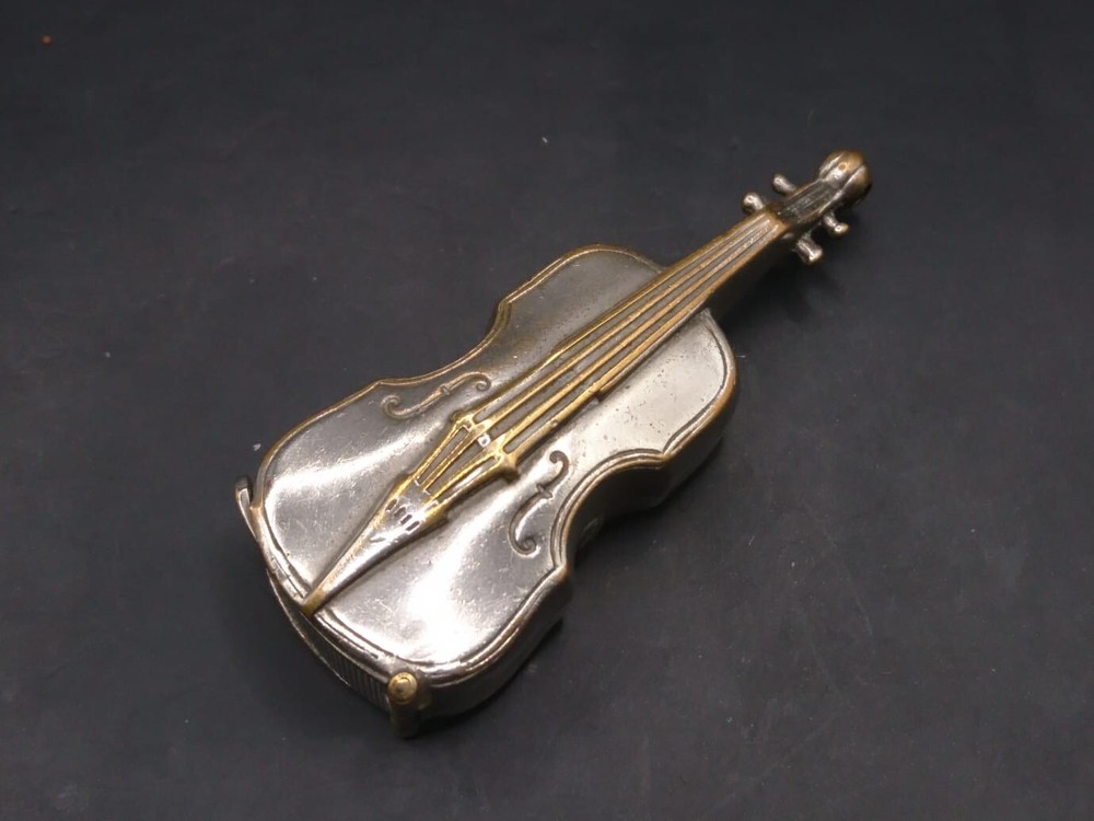 Antique Silver Plated Violin Vesta Match Case Antique c1910 Edwardian With Loop
