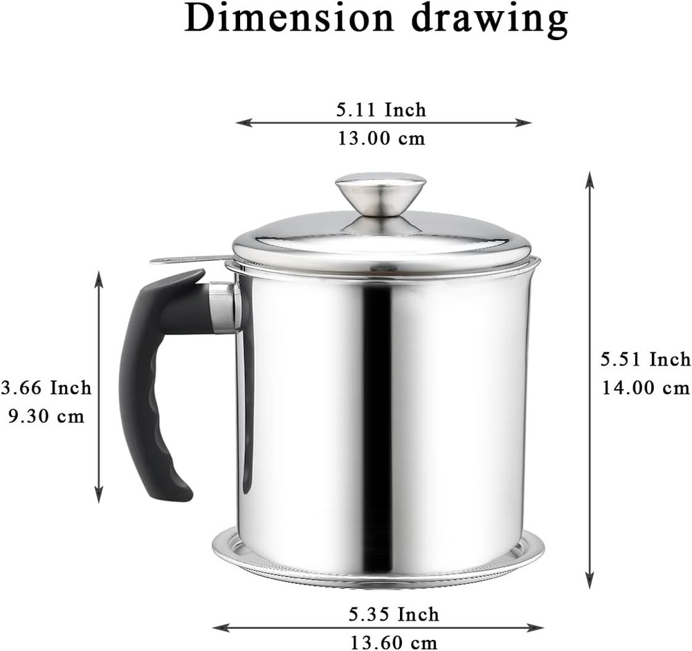 Bacon Grease Container Oil Storage With Strainer