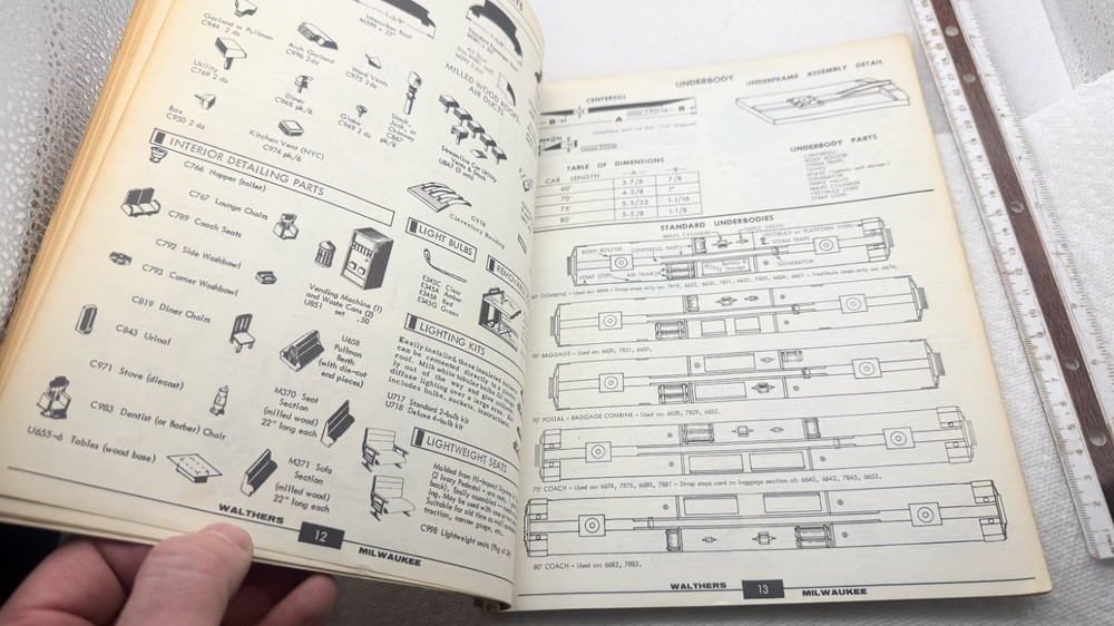 Walthers Passenger Car Plans Revised Second Edition 1973 AS SHOWN