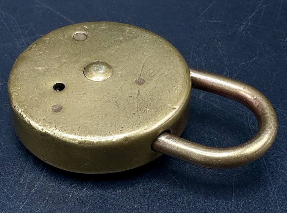 c1910 Antique Brass Padlock Dot Lock Keyless Locks Co Ltd Nottingham