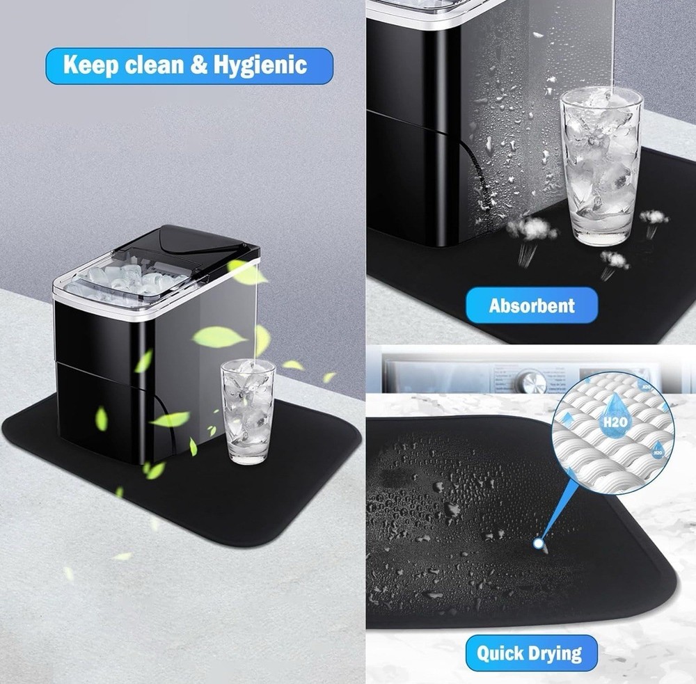 Absorbent Countertop Black Mat For Ice Makers Drying & Protection