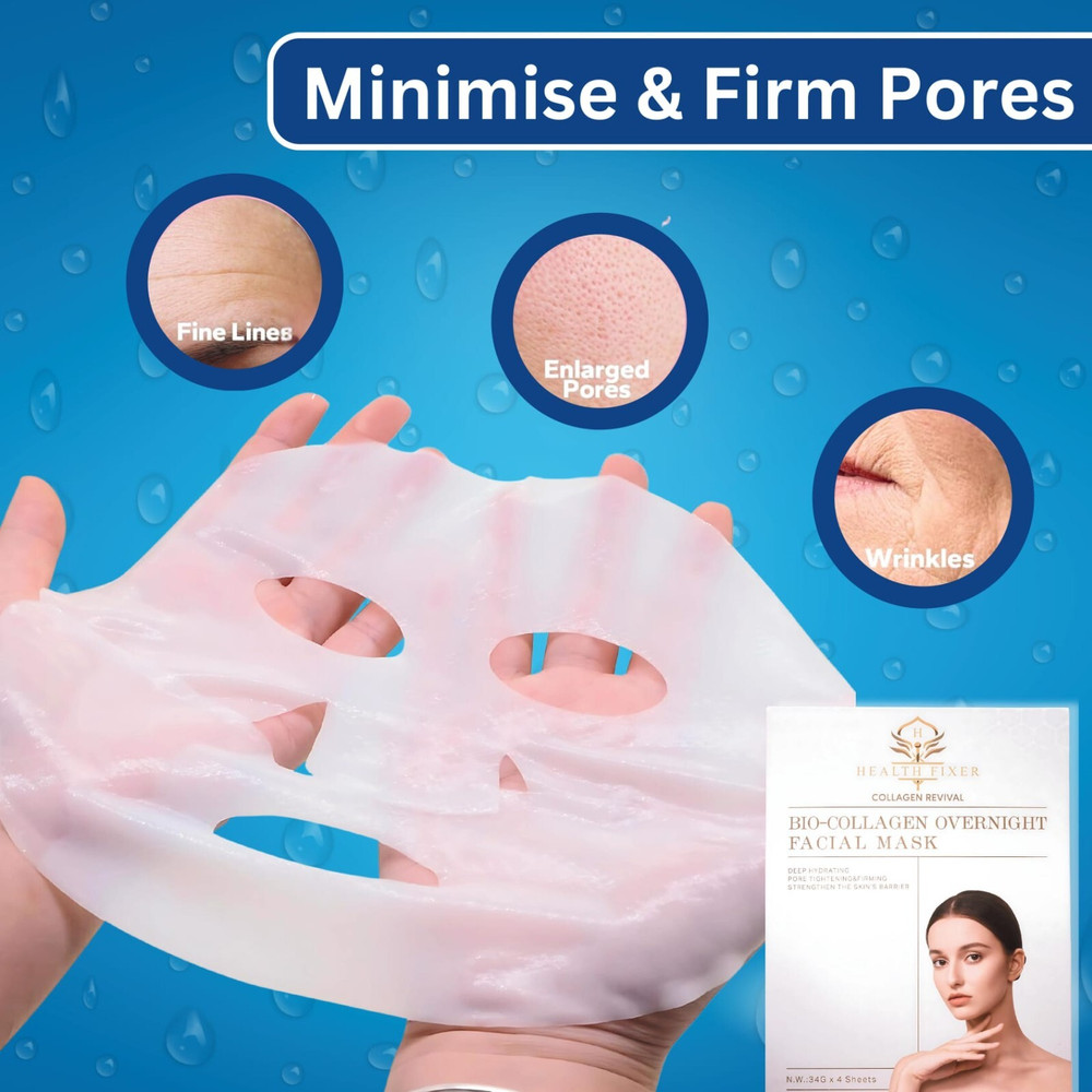 Bio-Collagen Real Deep Mask, Hydrating Overnight Hydrogel Mask, Pore Minimizing