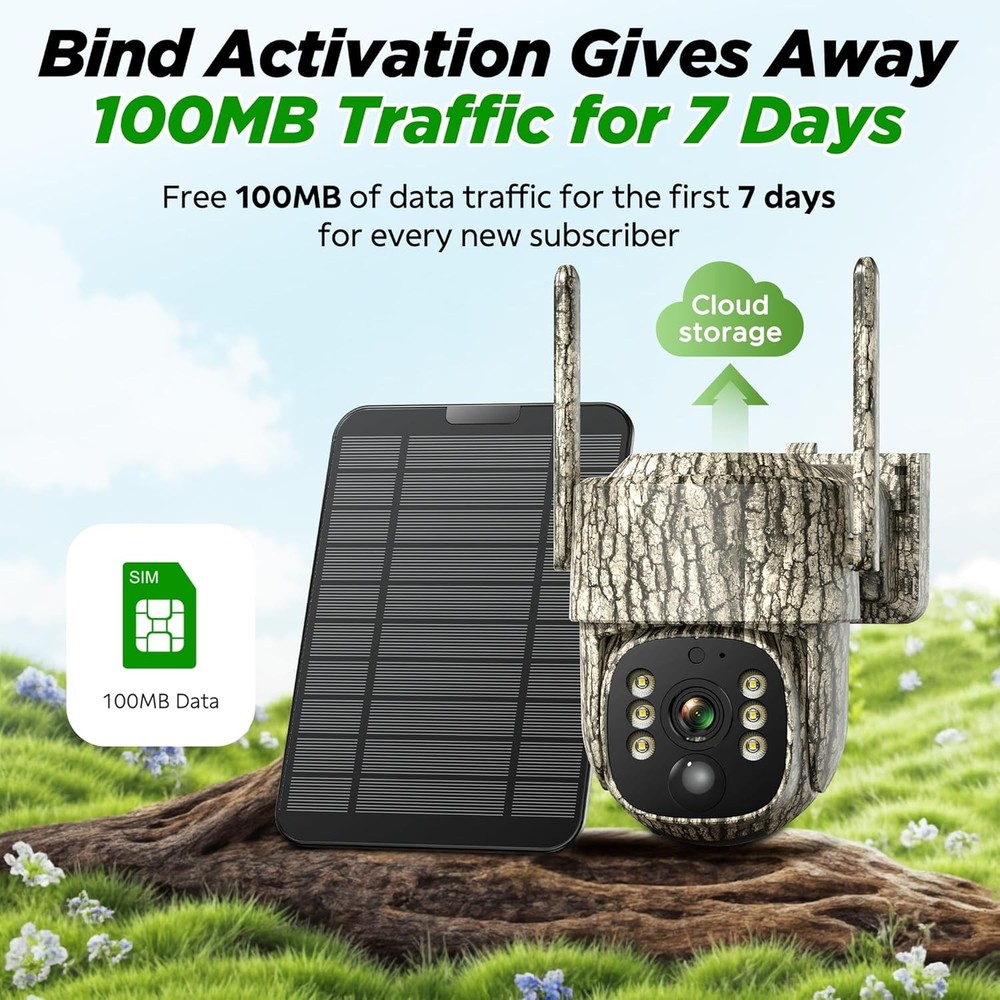 4G LTE Game Trail Camera with Solar Panel Motion Activated 360° View US SIM Card