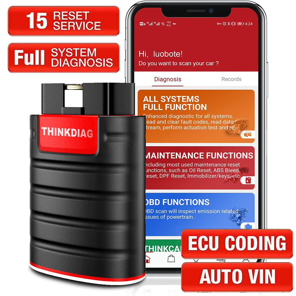 THINKCAR OBD2 Bluetooth Scanner - Read/Erase Codes & ECU Programming For iOS