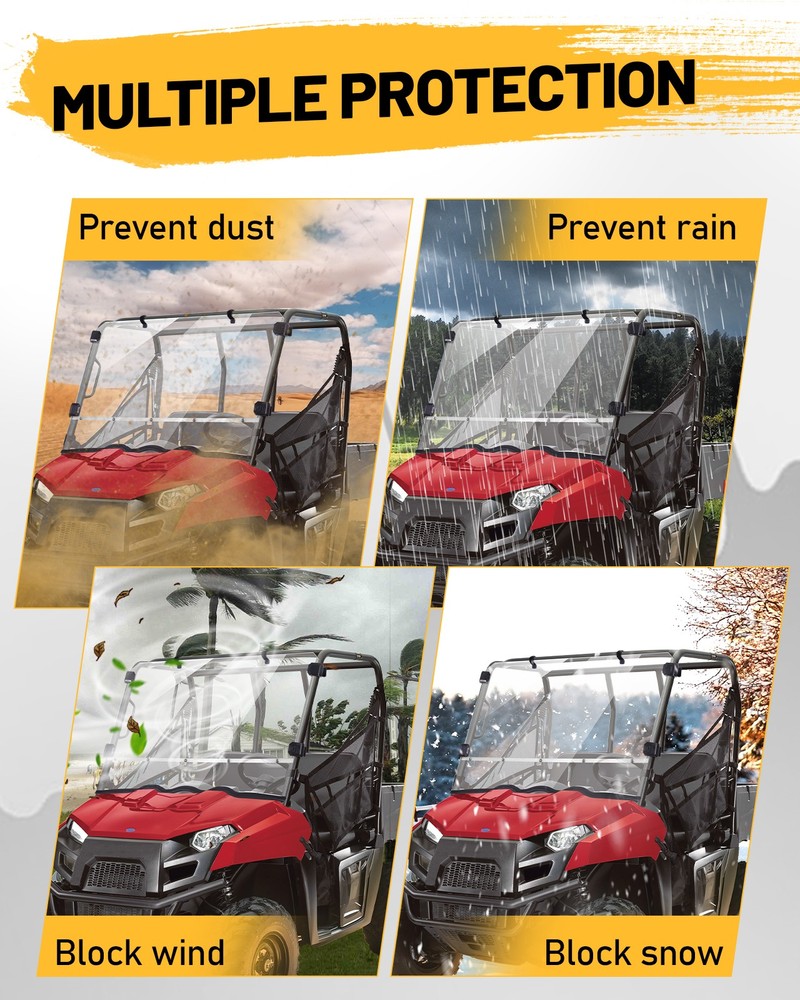 For Polaris Ranger MID-SIZE 400 2010-2014 Scratch Resistant PC Front Windshield