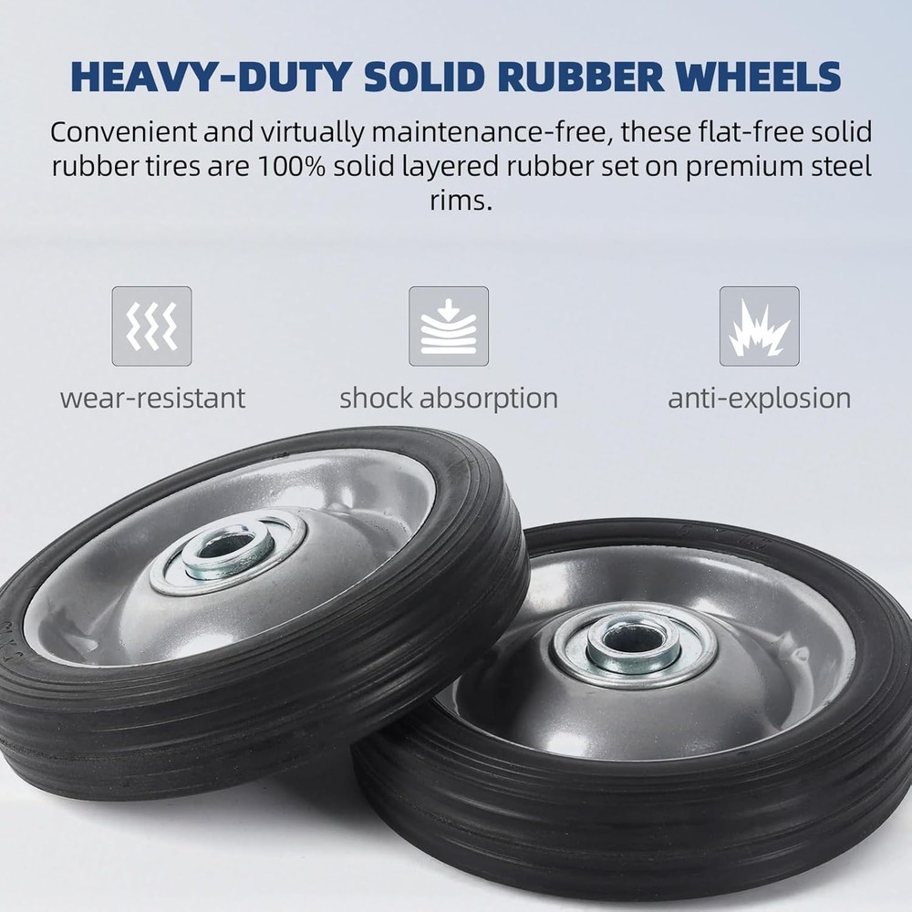 (2-Pack) AR-PRO 5” x 1.5” Flat Free Solid Rubber Wheel 5''x1.5