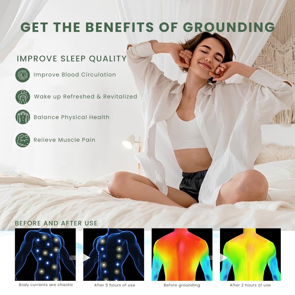 Grounding Mat for Bed - Sleeping Mat for Restful Sleep, Supports Grounding, E...