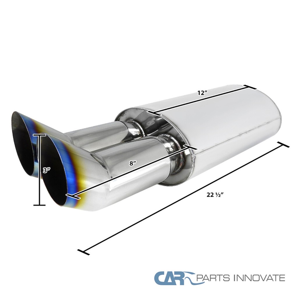 Dual Slant Burn Tip DTM Style Weld On Exhaust Muffler BMW E36 E46 E90 E39 E60