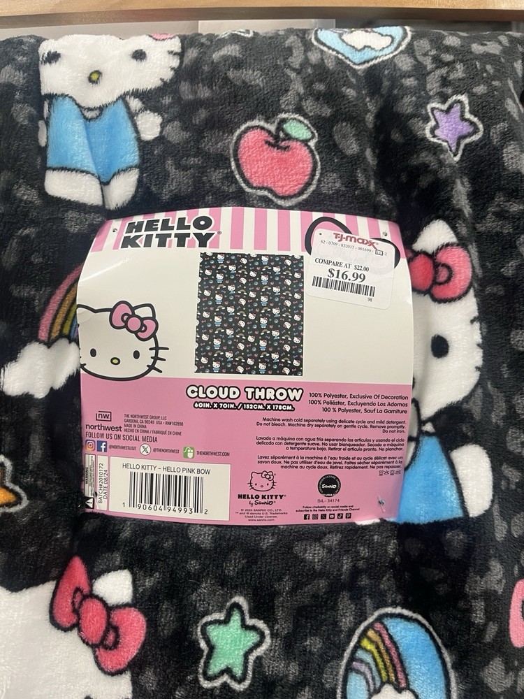 Hello Kitty Black Cloud Throw