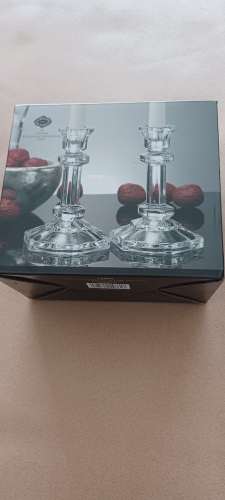 SHANNON BY GODINGER CRYSTAL CLASSICAL CANDLESTICK PAIR