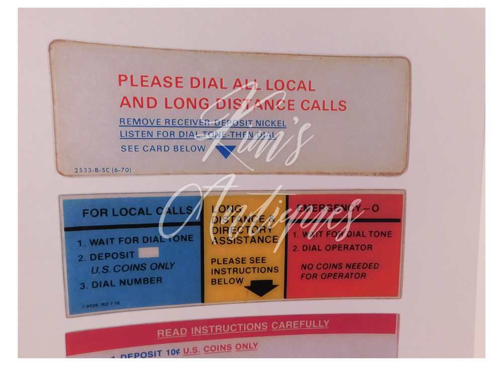 2 Sheets w/ 4 Diff New Information Card Inserts for W/E SingleSlot Payphones P16