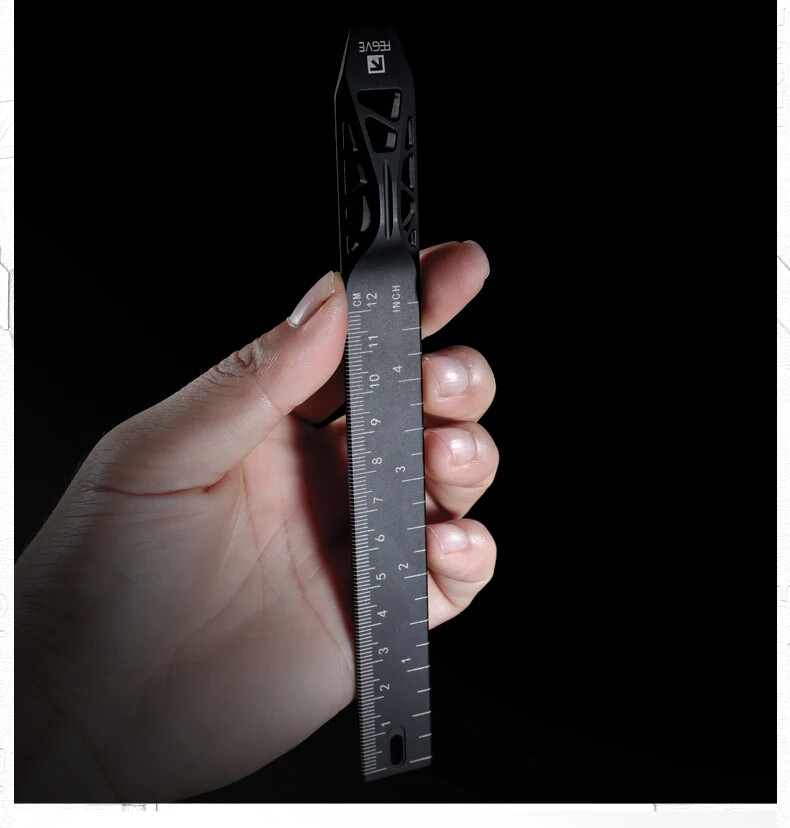 EDC Titanium Alloy Ruler Measurement Drawing Ruler Math Multi-functional Tools