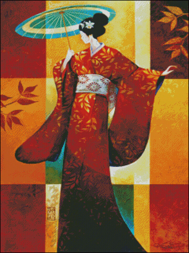 Chart Needlework DIY - Counted Cross Stitch Patterns - Kimono Lady I