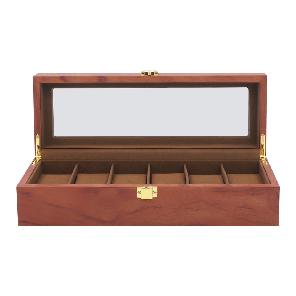 Watch Storage Box 6-Compartment Watches Display Case Storing Organizing Holder