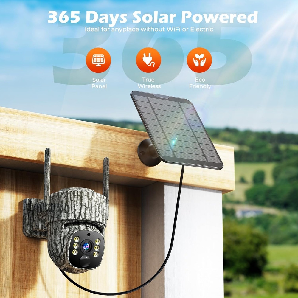 4G LTE Cellular Trail Camera, 360° Live Streaming Solar Game Camera 2.5K SIM Ca