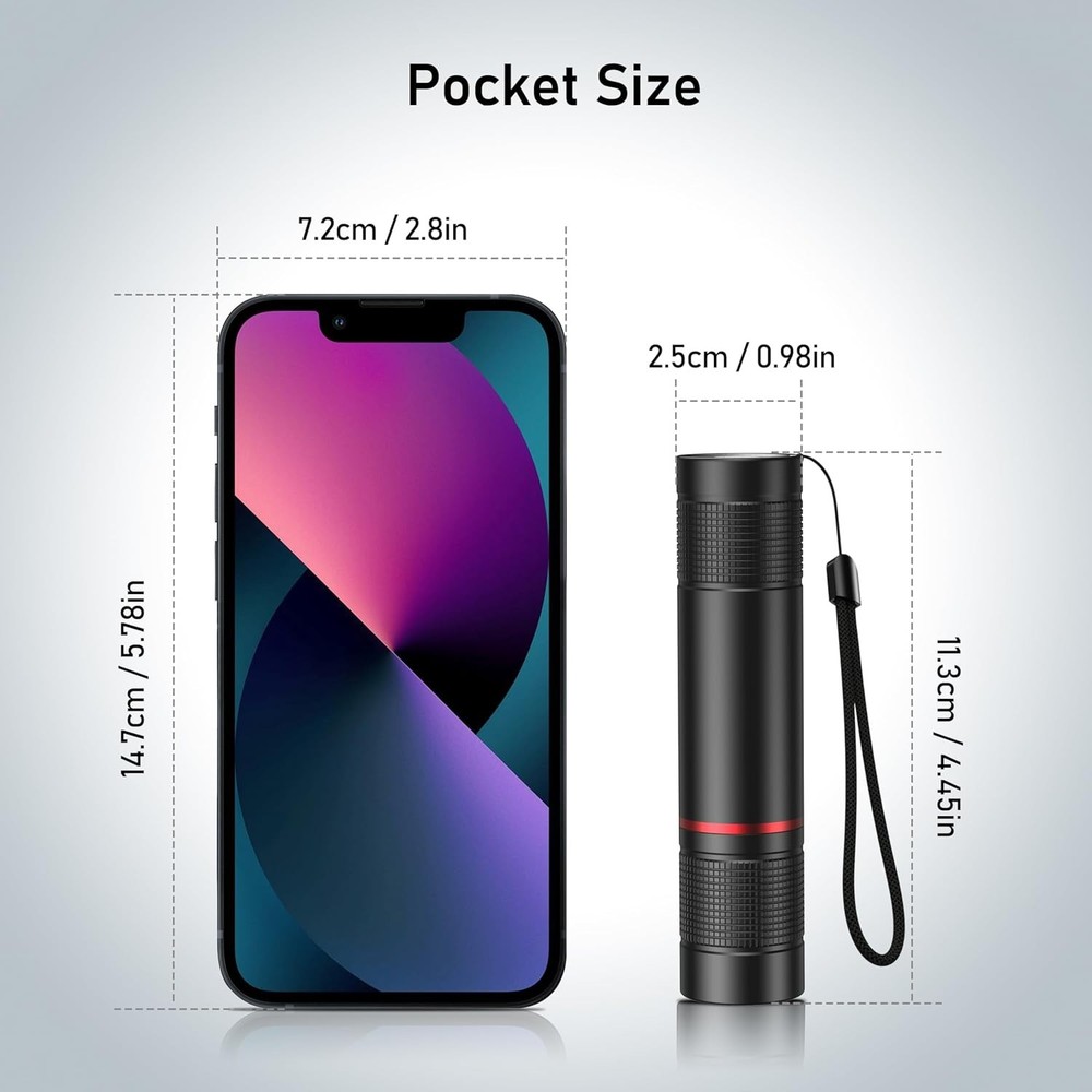 Blukar LED Flashlight Rechargeable 2 Pack, Super Bright Adjustable Focus Handhel