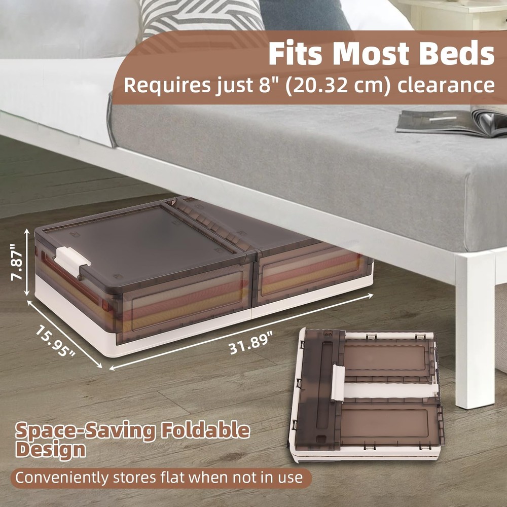 2 Pack under Bed Storage with Wheels 17.2Gal Stackable under Bed Storage Contai