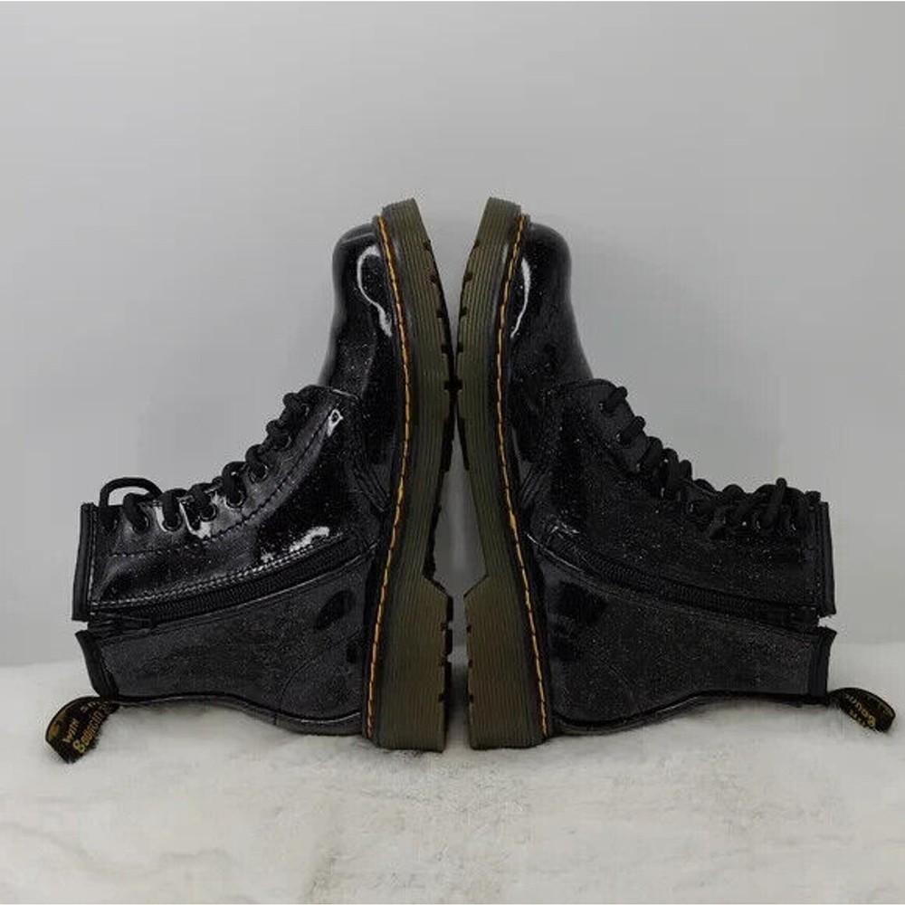 Dr. Martens Glitter Black Combat Boots Size US 2