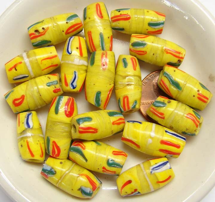 Yellow Fancy Venetian Bead