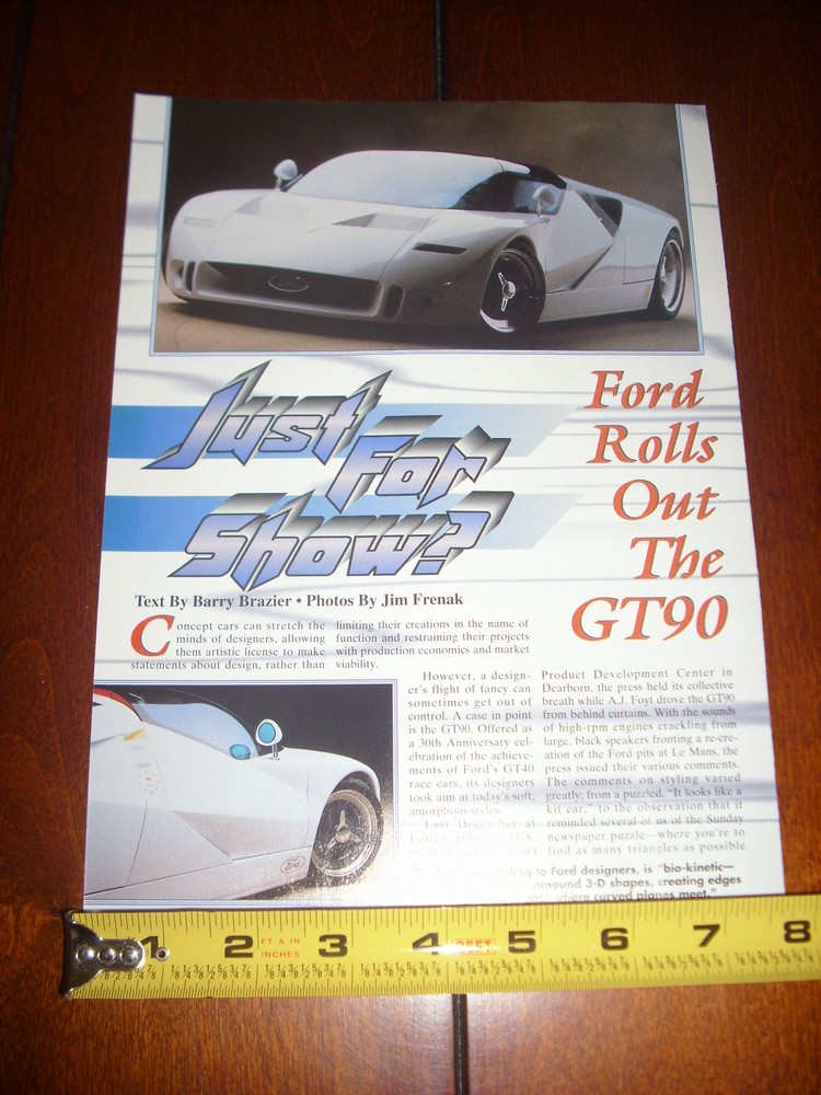 FORD GT90 CONCEPT CAR - ORIGINAL 1995 ARTICLE