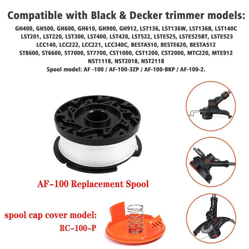 String Trimmer Spool +Cap For Black & Decker LSTE525 BESTA510 BESTA512 BESTE620