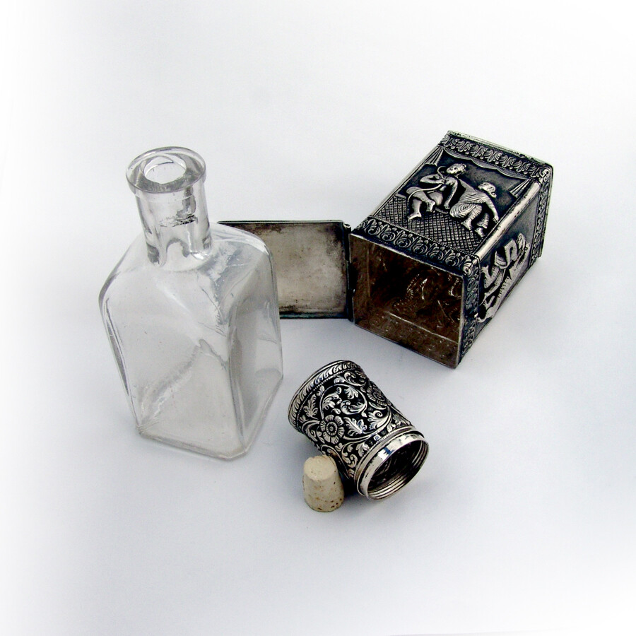Ornate Figural Tea Caddy Indian Colonial Silver