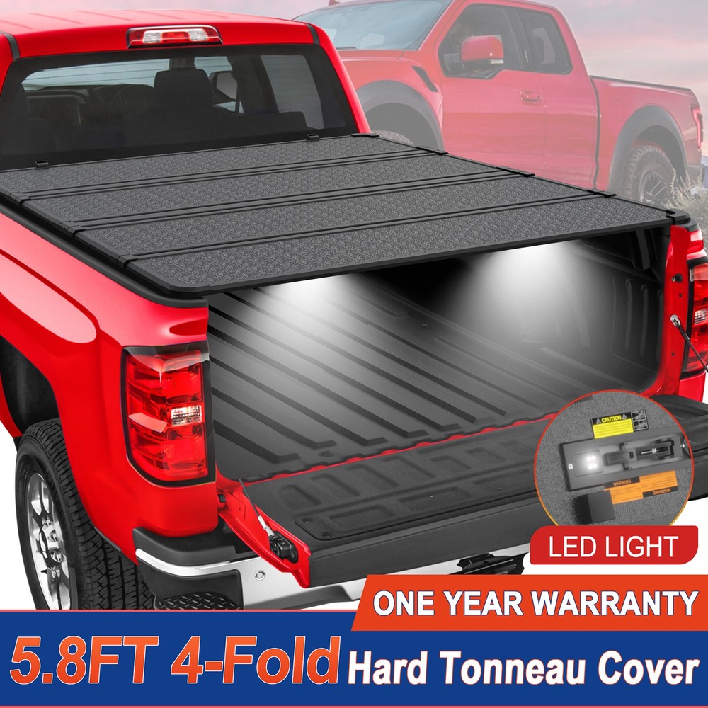 5.7/5.8FT 4-Fold Hard Solid Bed Tonneau Cover For 2009-2026 Ram 1500 Waterproof