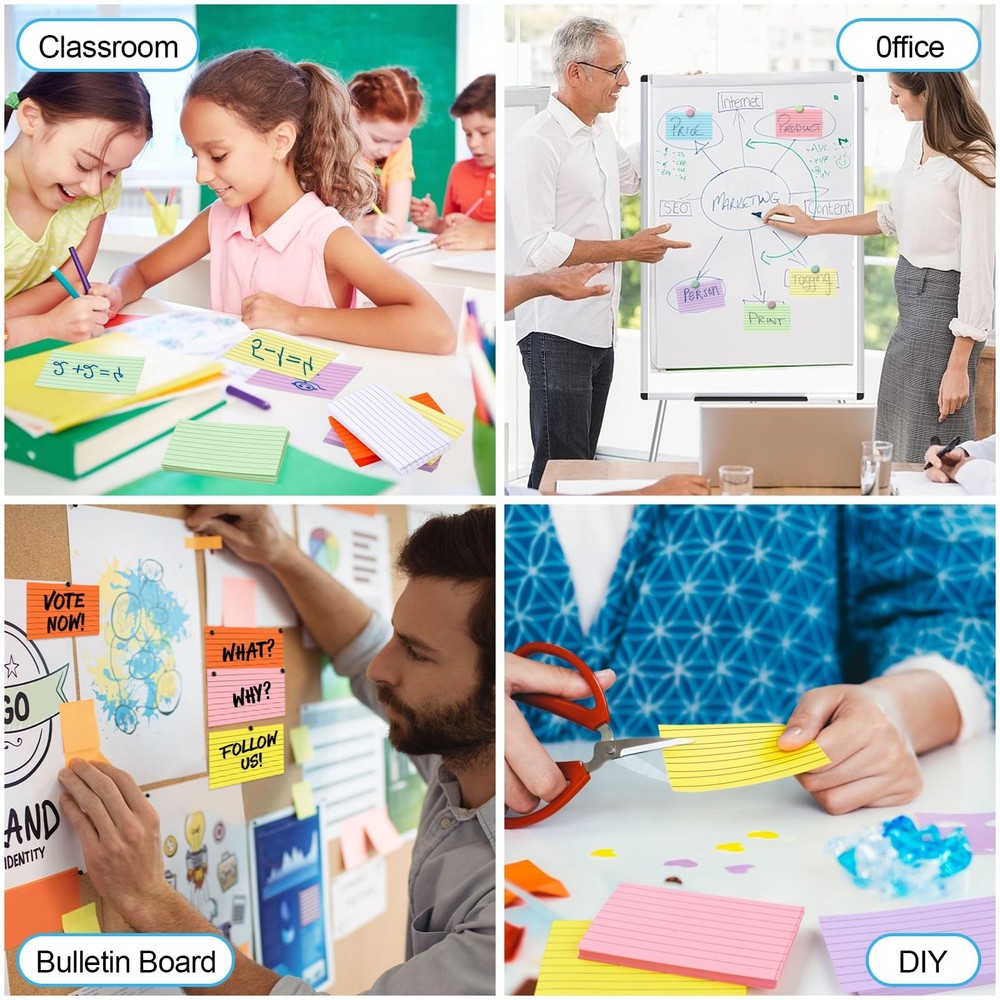 248 Sheets Colored Index Cards 3x5, Double-Sided Blank Notes Flash Cards