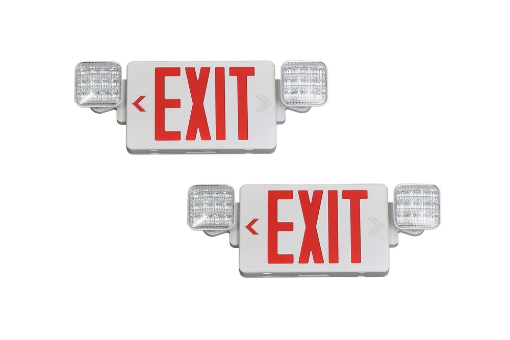 Red Exit Sign With Emergency Lights, LED Light With Battery Backup, UL Listed...