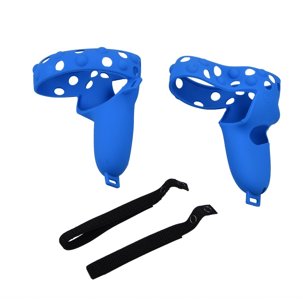 2Pcs Handle Grip Cover Silicone+Nylon Strap For Oculus Quest 2 VR Controller g