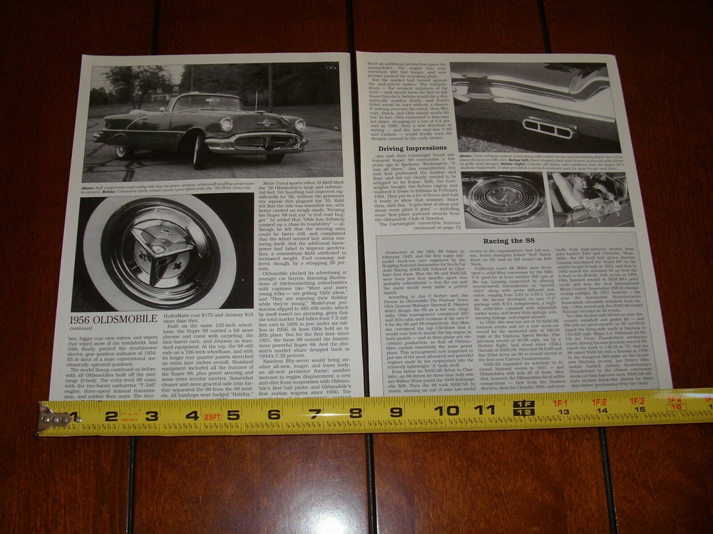 1956 OLDSMOBILE SUPER 88 CONVERTIBLE ORIGINAL 1995 ARTICLE