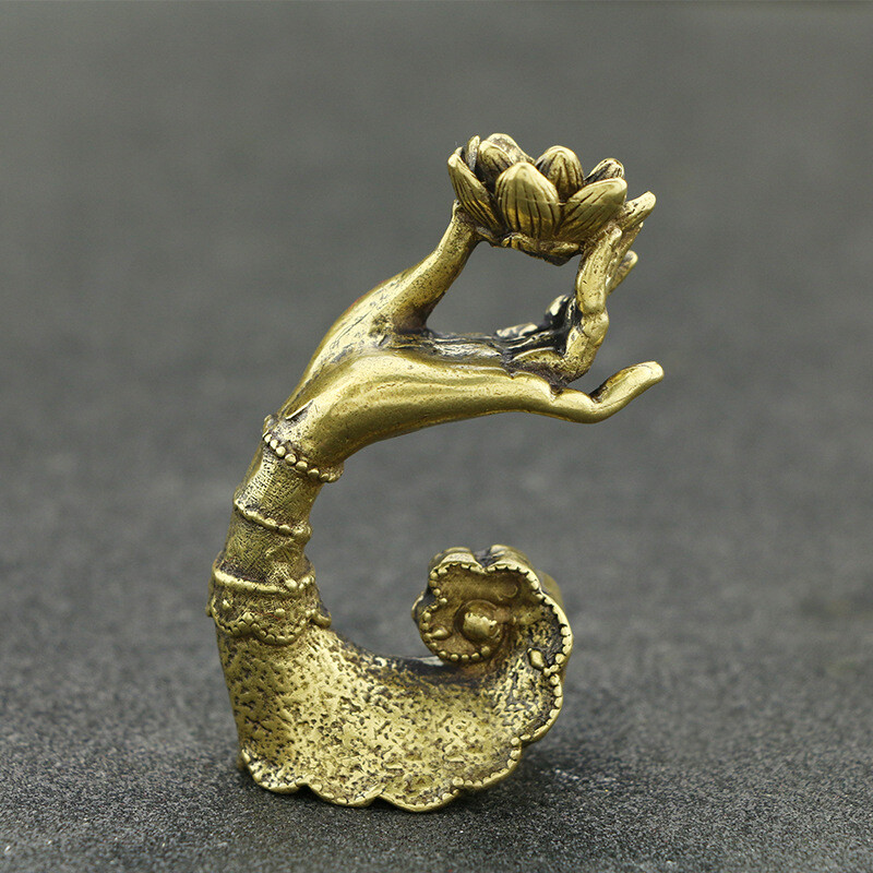 Solid Brass Vintage Cone Incense Burner Holder Small Hand Shape Figurine Gifts