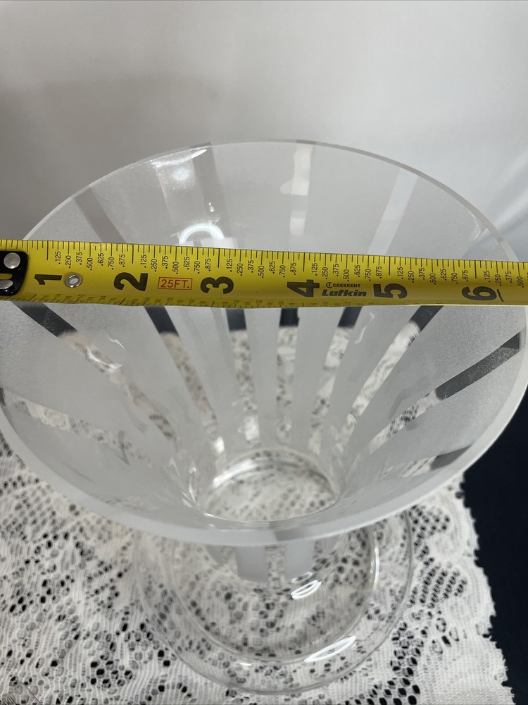 Frosted Stripe Pattern Crystal Vase By Studio Crystal