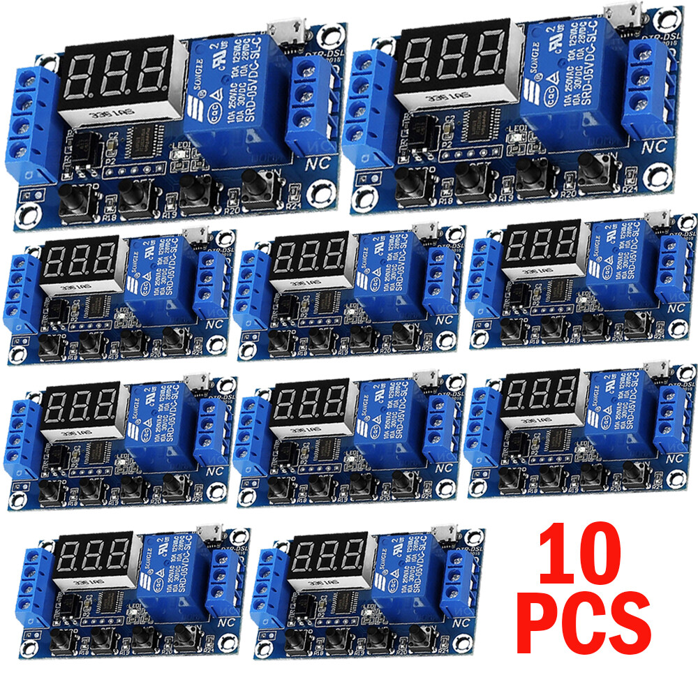 10Pcs DC 6-30V 1-Way Relay Module Power-off Trigger Delay Cycle Timer Switch US