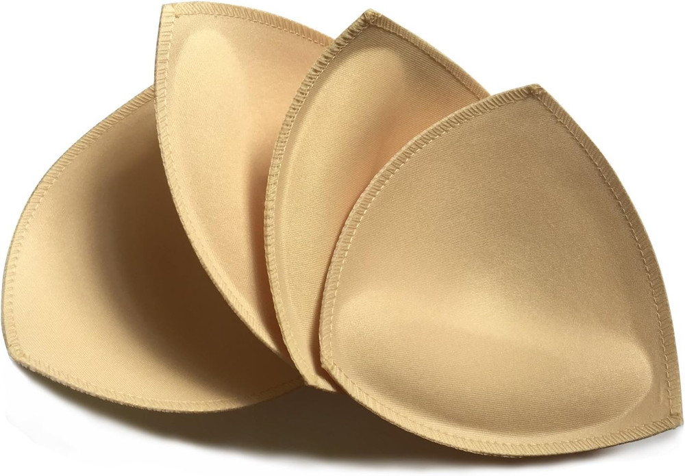 3 Pairs Removable Triangle Bra Pads Inserts for a B C Cups - Beige