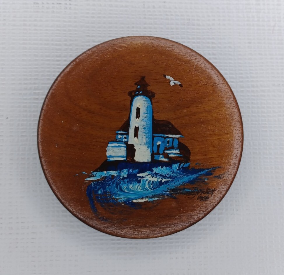 Lighthouse Hand Painted 3" Wood Round