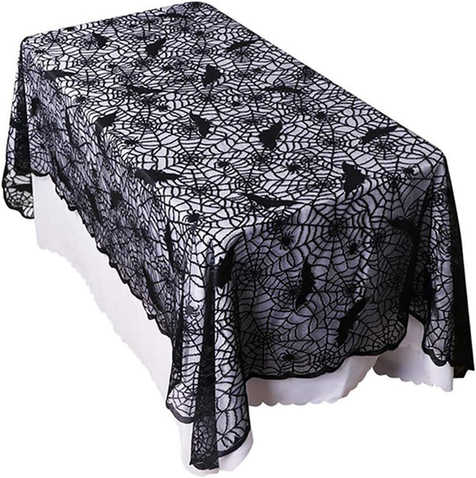 Rectangular Halloween Tablecloth, Halloween Bat Spider Web Tablecloth Decor